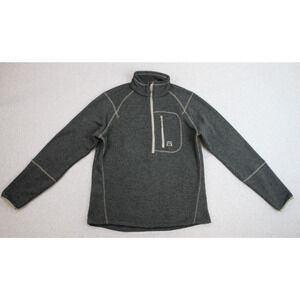 Avalanche Sweater Mens Medium Gray Half Zip Mock Neck Long Sleeve Fleece Lined